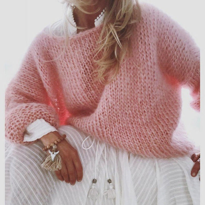 Women's Knit Jumper with Embroidered Flowers - photo 4