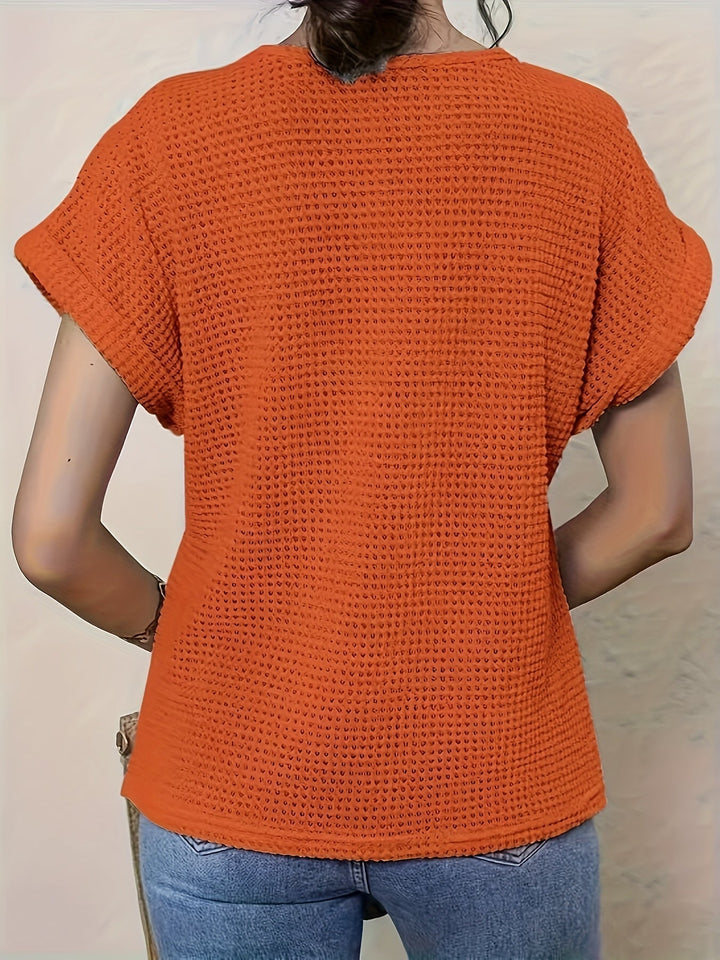 Women's Knitted Lace Top with Short Sleeves