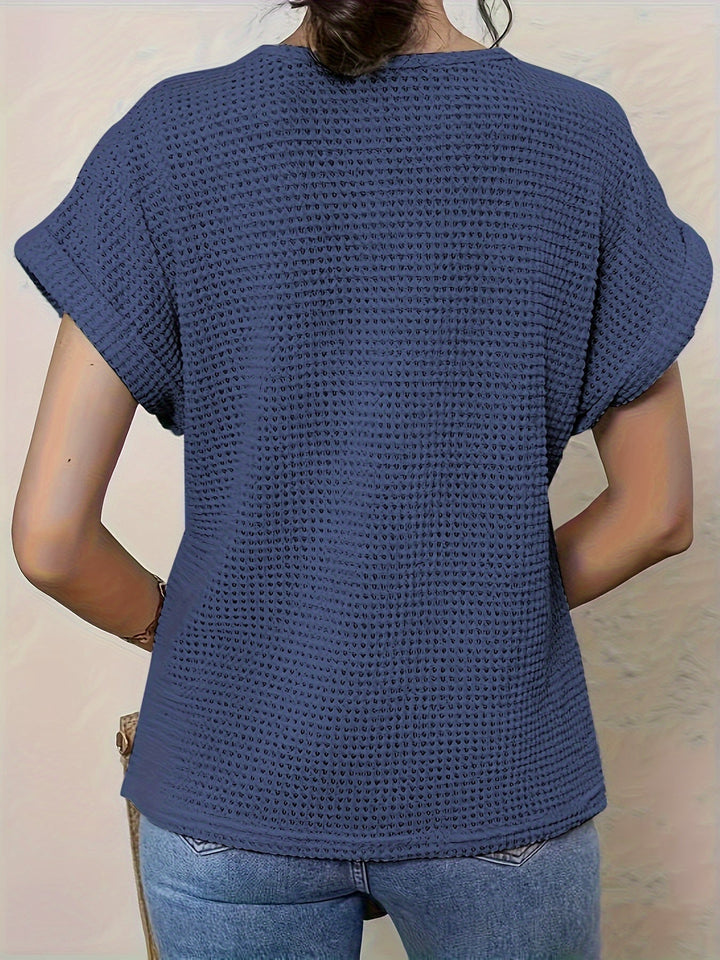 Women's Knitted Lace Top with Short Sleeves