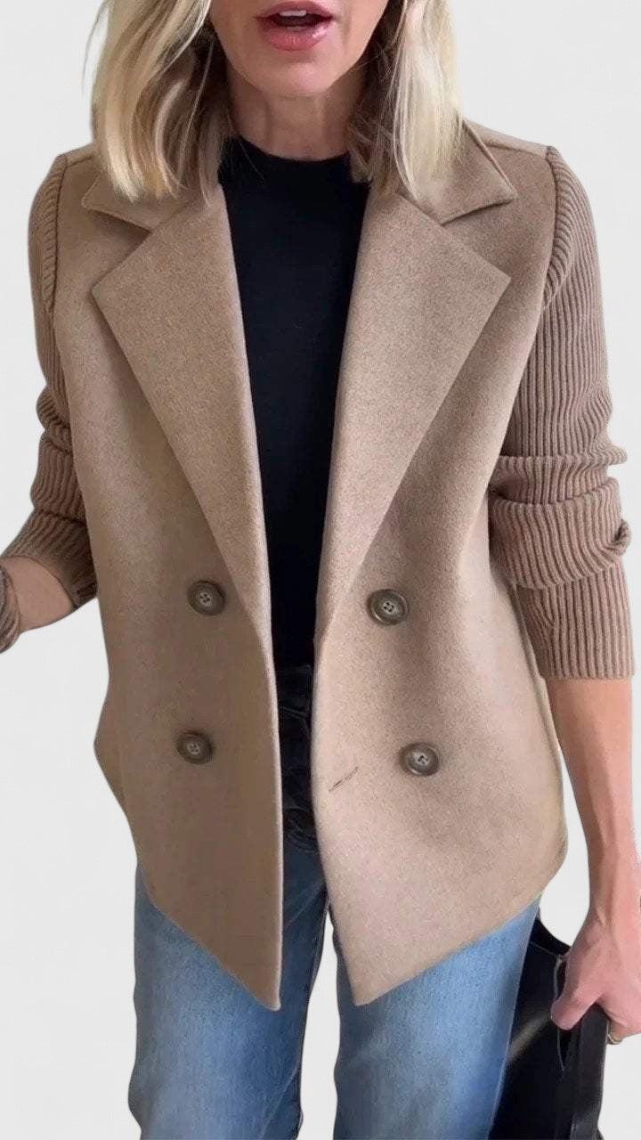 Women's Knitted Ribbed Blazer with Notch Lapels and a Button Front – view 11