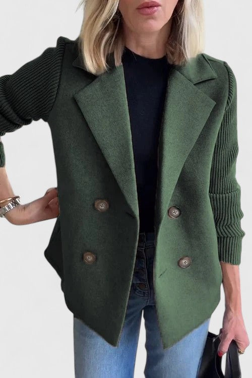 Women's Knitted Ribbed Blazer with Notch Lapels and a Button Front – view 2