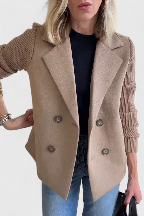Women's Knitted Ribbed Blazer with Notch Lapels and a Button Front – view 9
