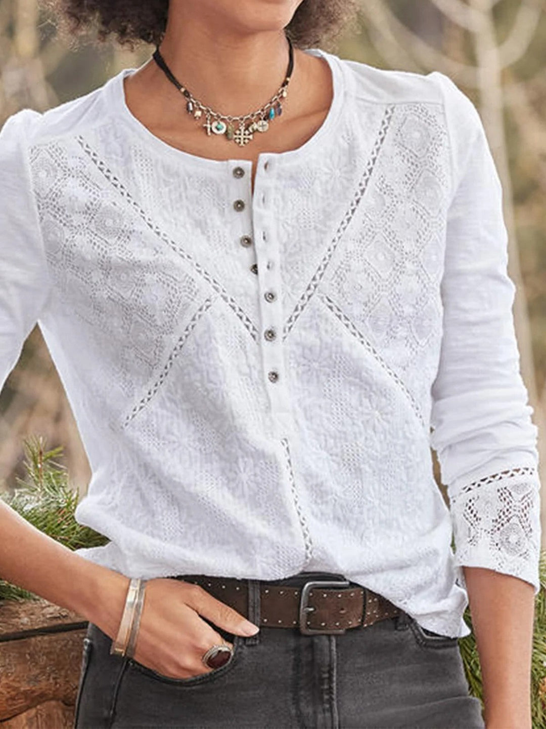 Women's Lace Blouse with Long Sleeves