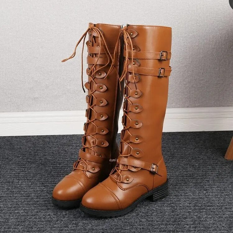 Women's Leather Dress with Lace-Up Detail