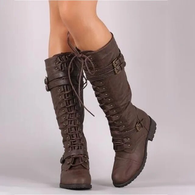 Women's Leather Dress with Lace-Up Detail