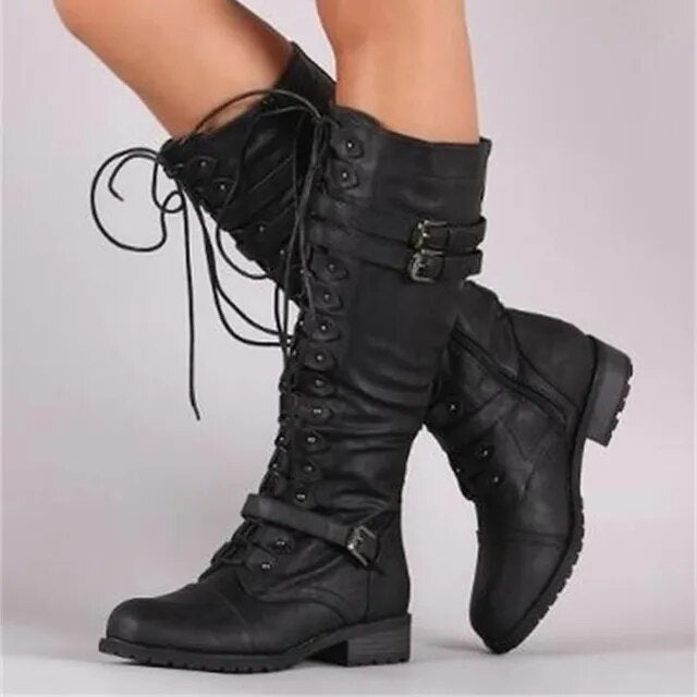 Women's Leather Dress with Lace-Up Detail
