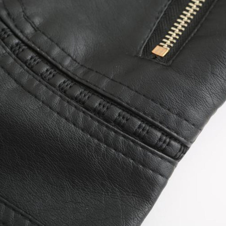 Women's Leather Look Jacket with Stand Collar - photo 16
