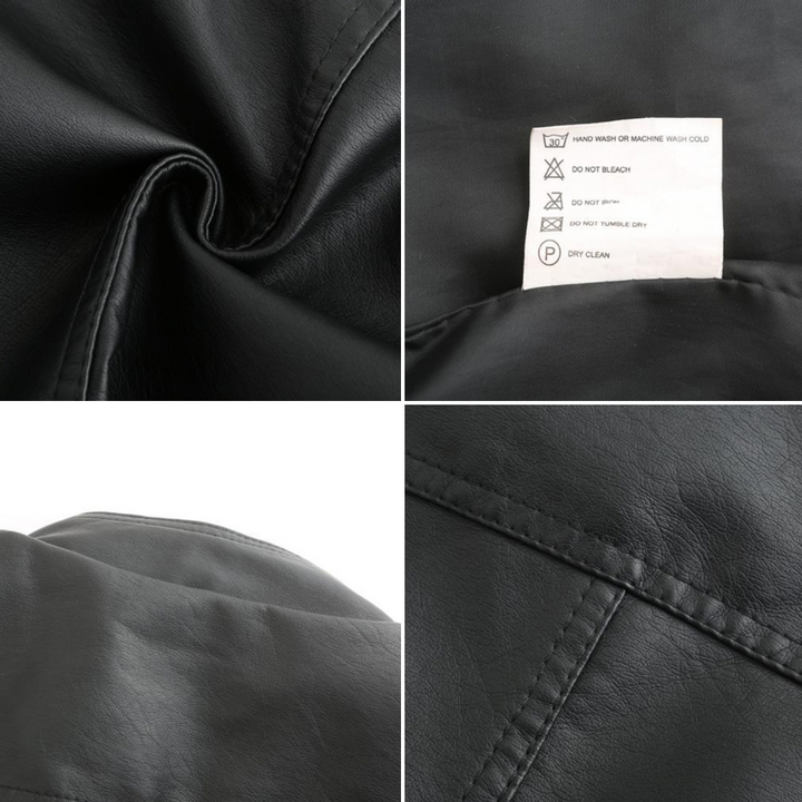 Women's Leather Look Jacket with Stand Collar - photo 9