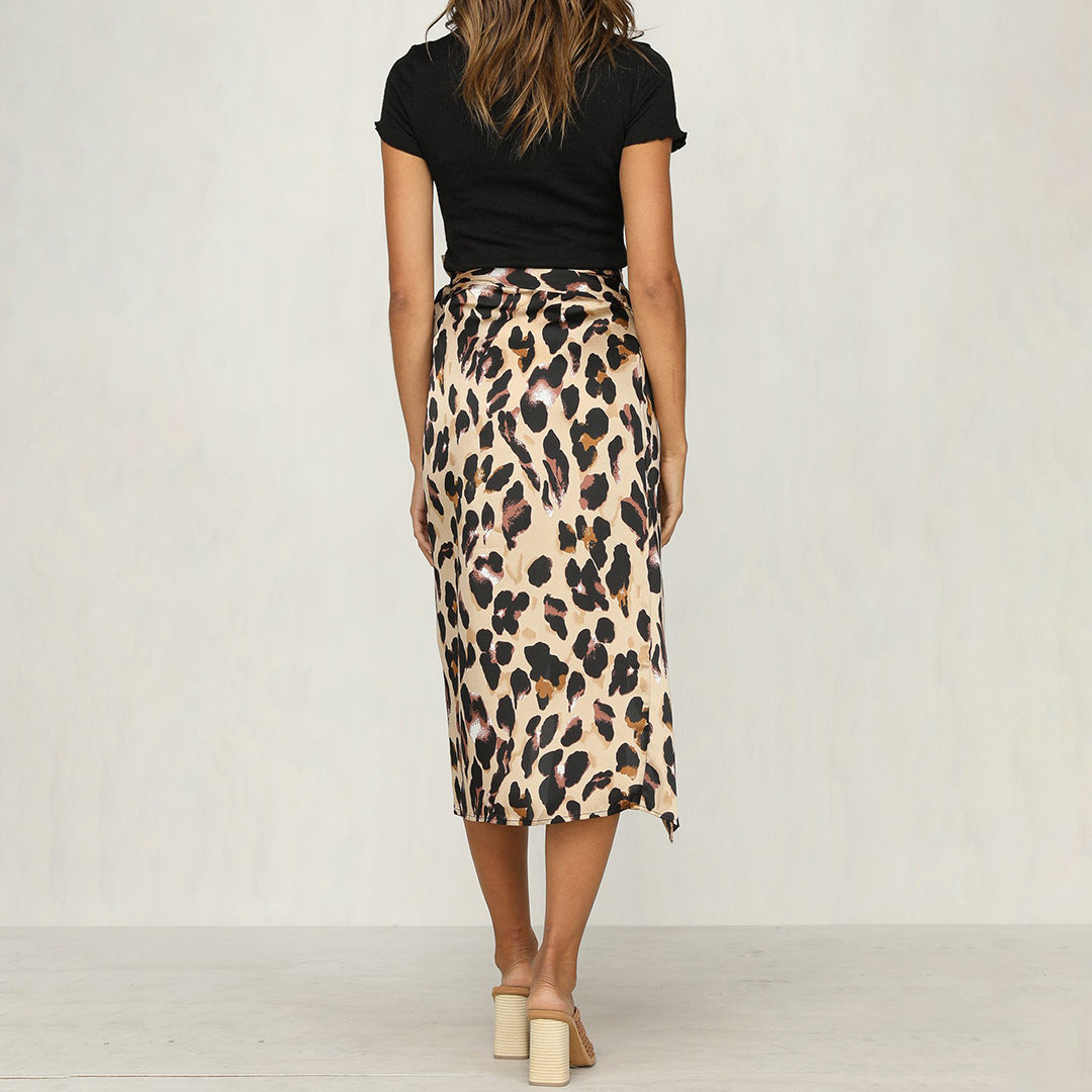 Women's Leopard Print Midi Skirt