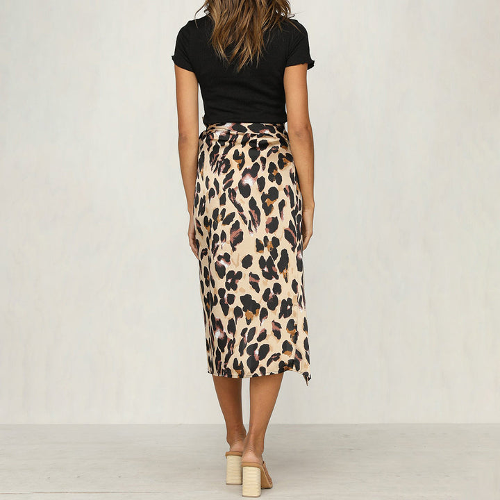 Women's Leopard Print Midi Skirt
