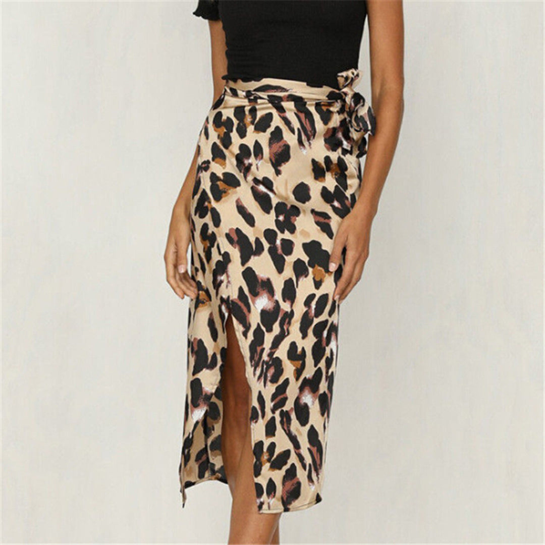 Women's Leopard Print Midi Skirt
