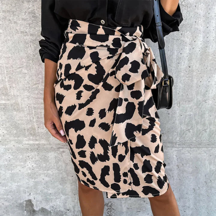 Women's Leopard Print Midi Skirt