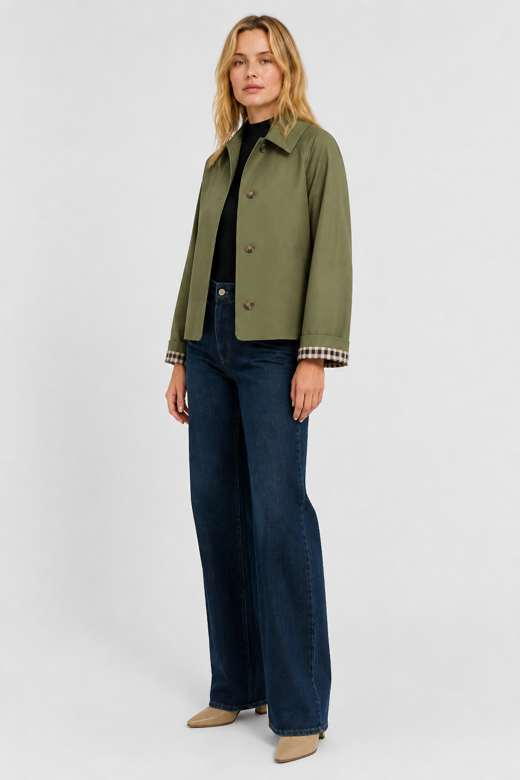 Women's Lightweight Button-Up Jacket with High Collar – view 11