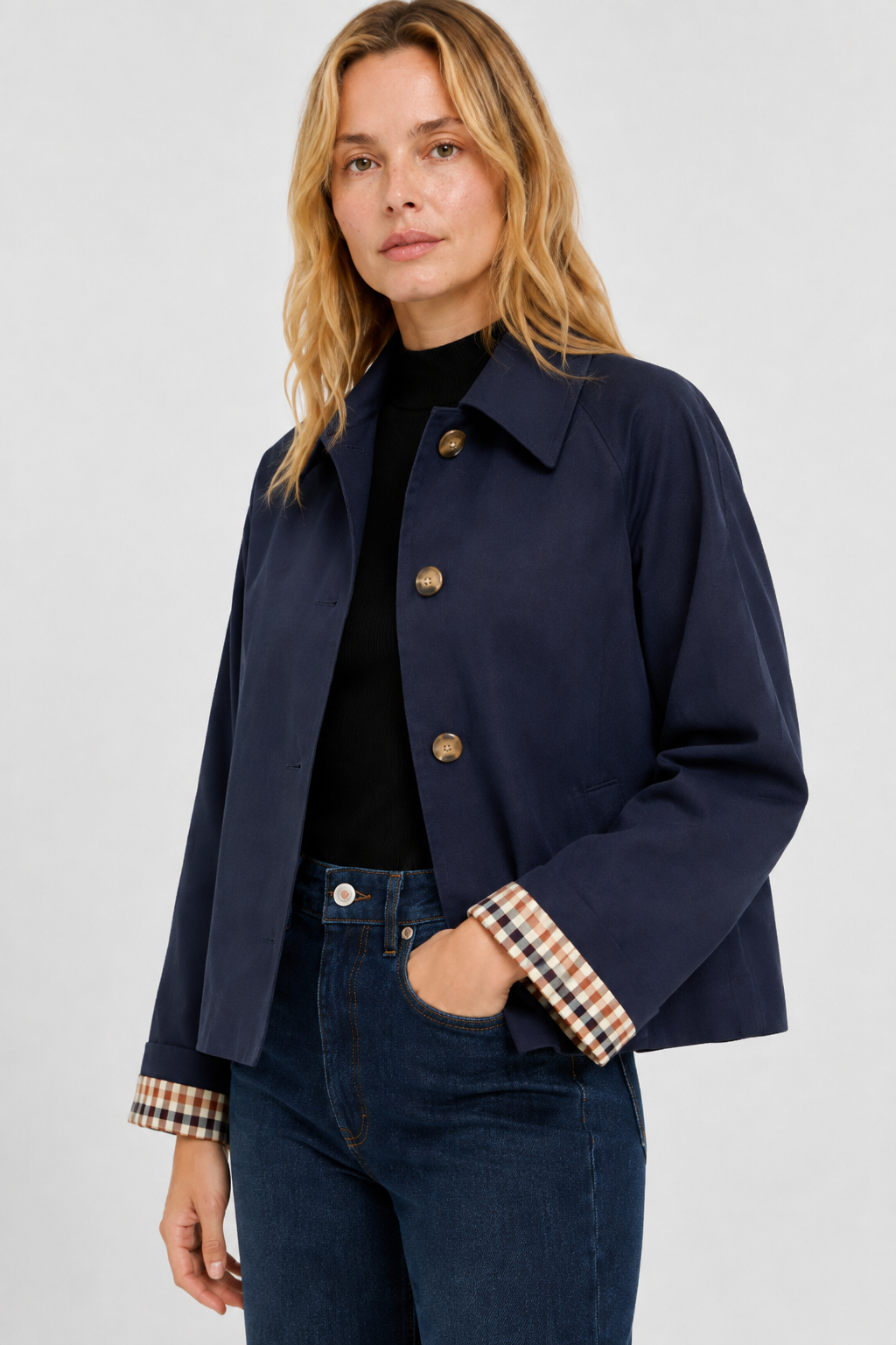 Women's Lightweight Button-Up Jacket with High Collar – view 14