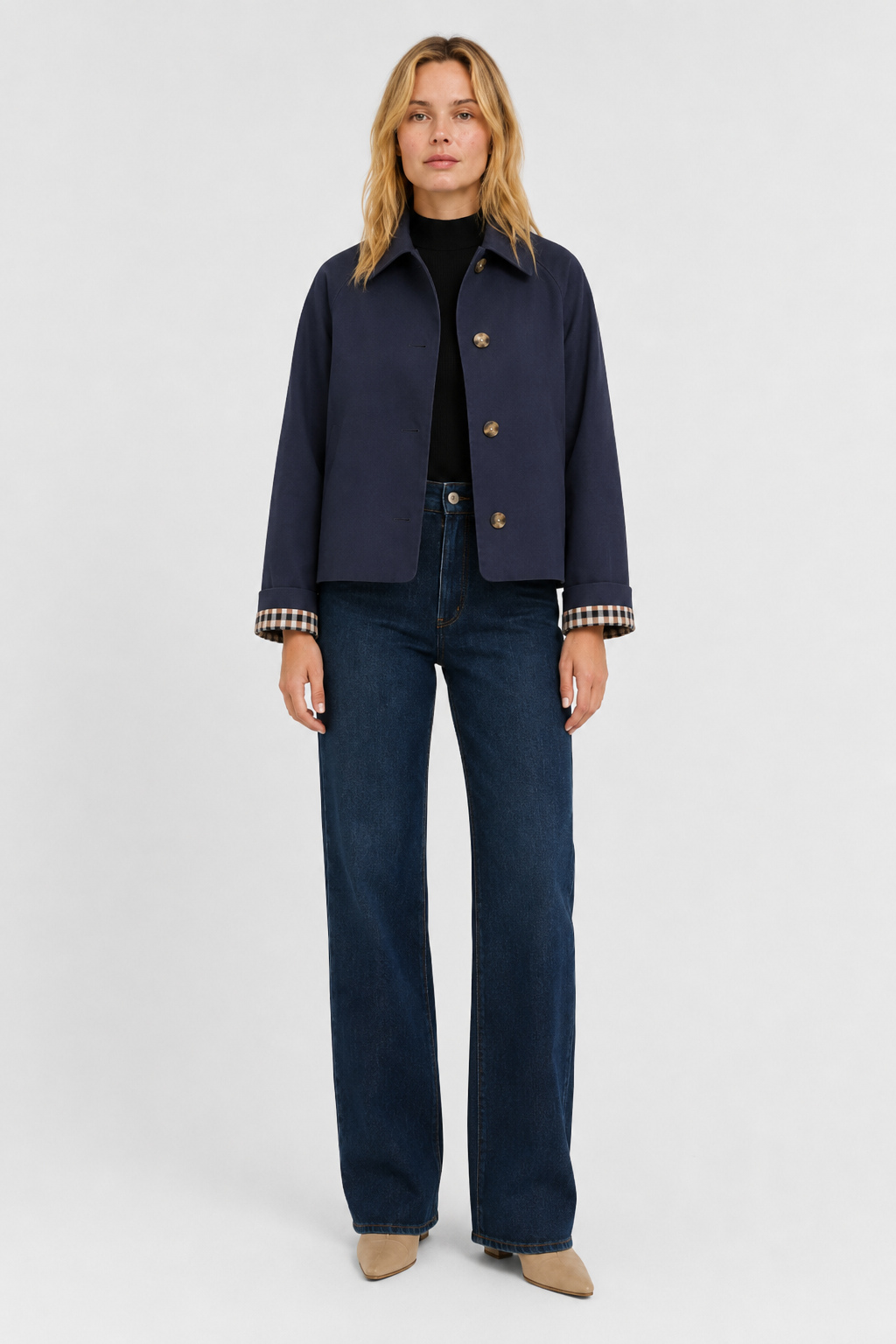 Women's Lightweight Button-Up Jacket with High Collar – view 18