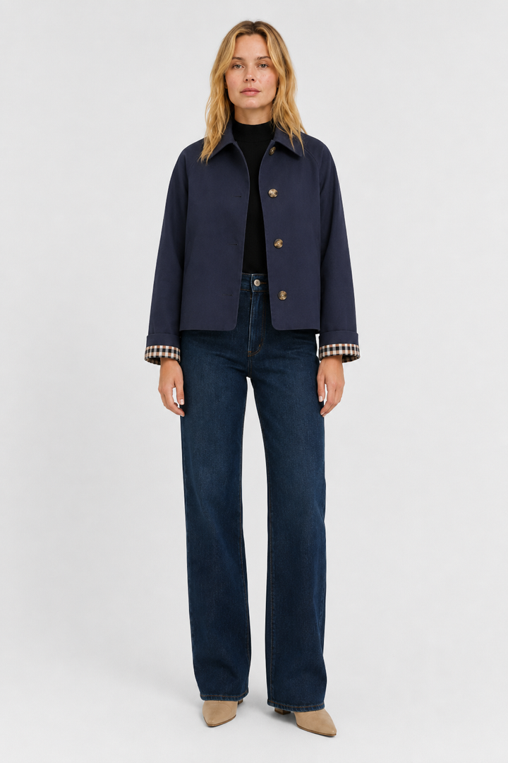 Women's Lightweight Button-Up Jacket with High Collar – view 18
