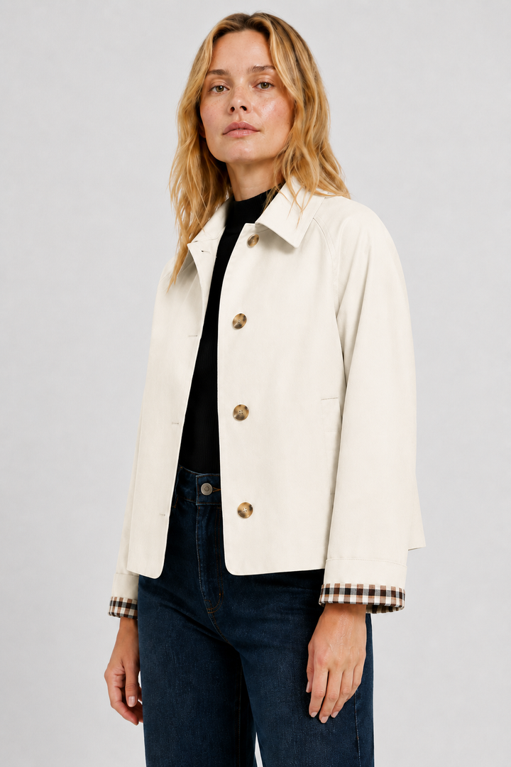 Women's Lightweight Button-Up Jacket with High Collar – view 22