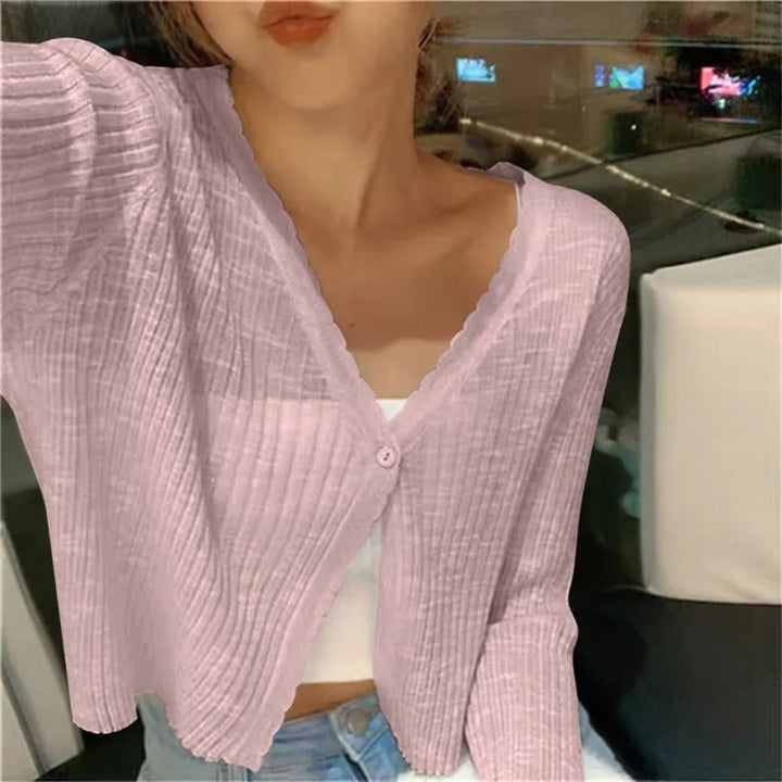 Women's Lightweight Knit Cardigan with a Button Front