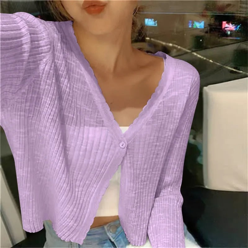 Women's Lightweight Knit Cardigan with a Button Front