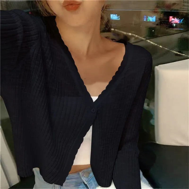 Women's Lightweight Knit Cardigan with a Button Front