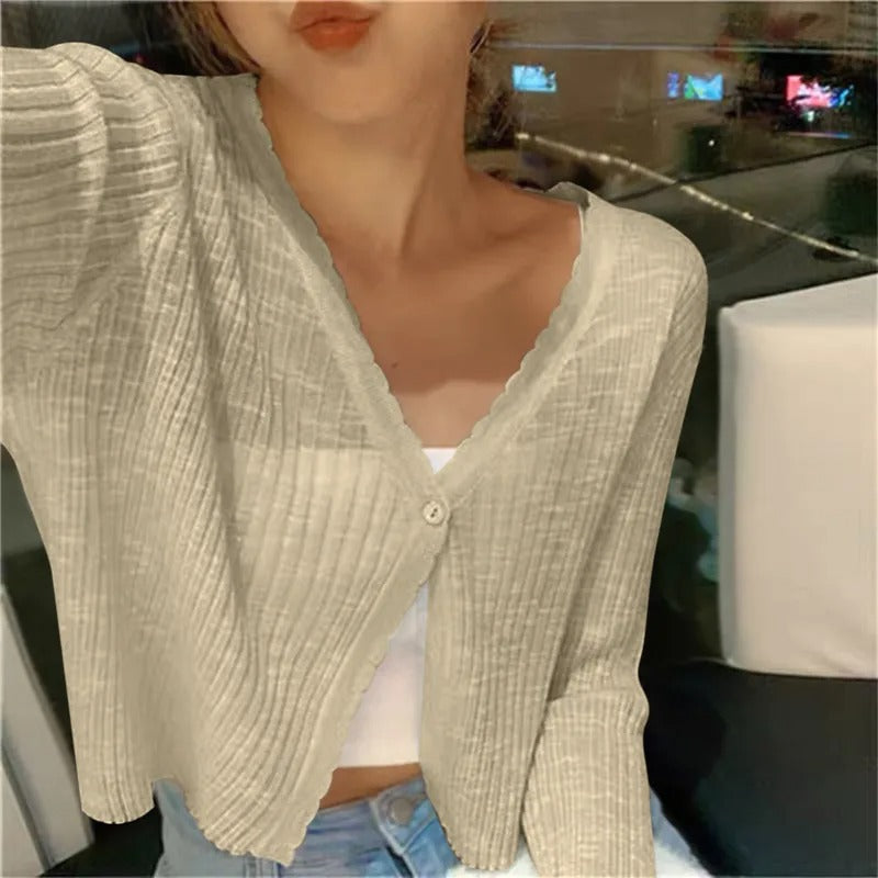 Women's Lightweight Knit Cardigan with a Button Front