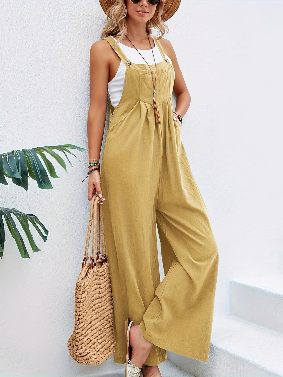 Women's Linen Jumpsuit with Straps
