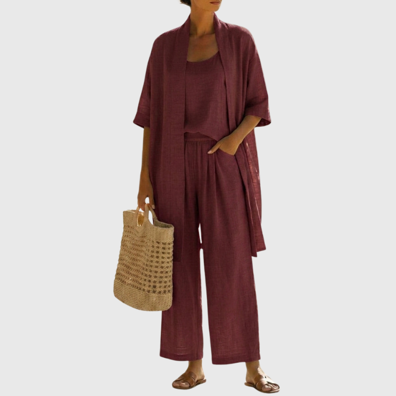 Women's Linen Three-Piece Set for Summer