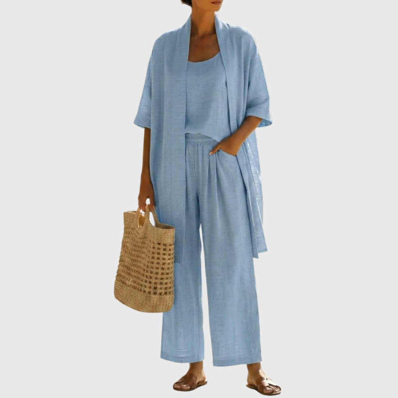 Women's Linen Three-Piece Set for Summer