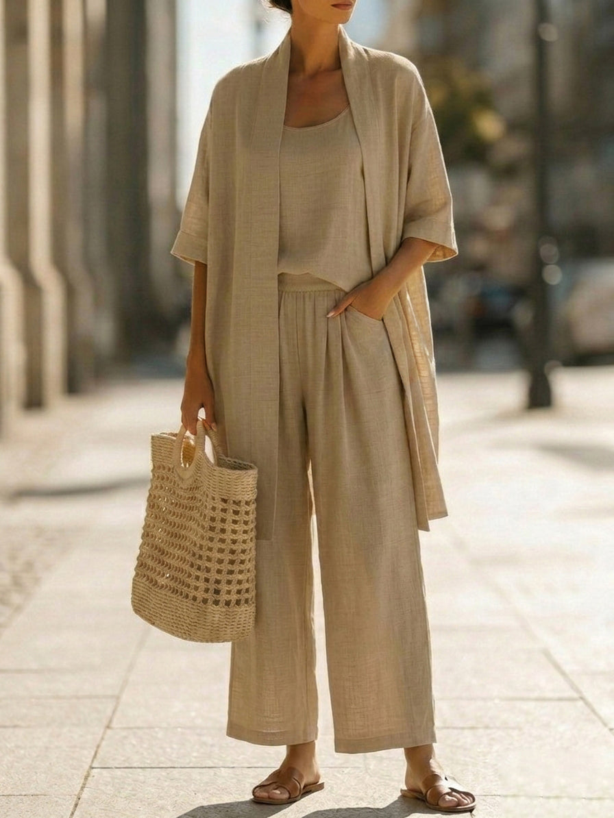 Women's Linen Three-Piece Set for Summer