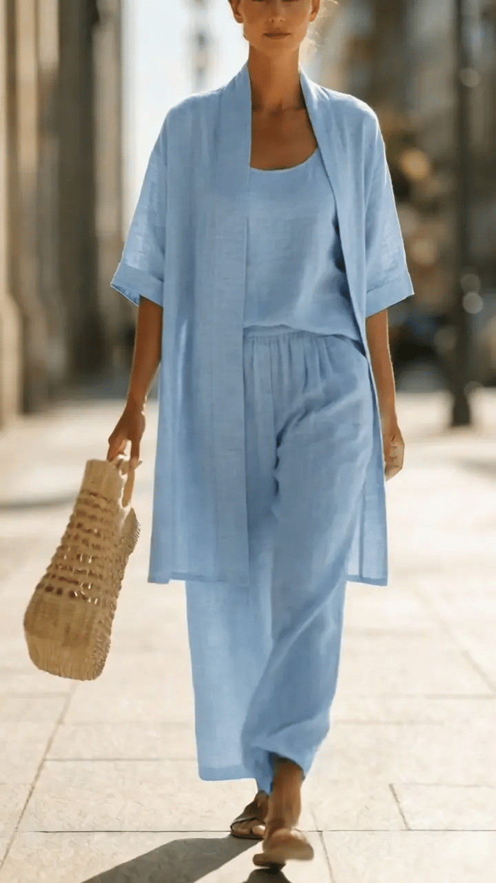 Women's Linen Three-Piece Set for Summer