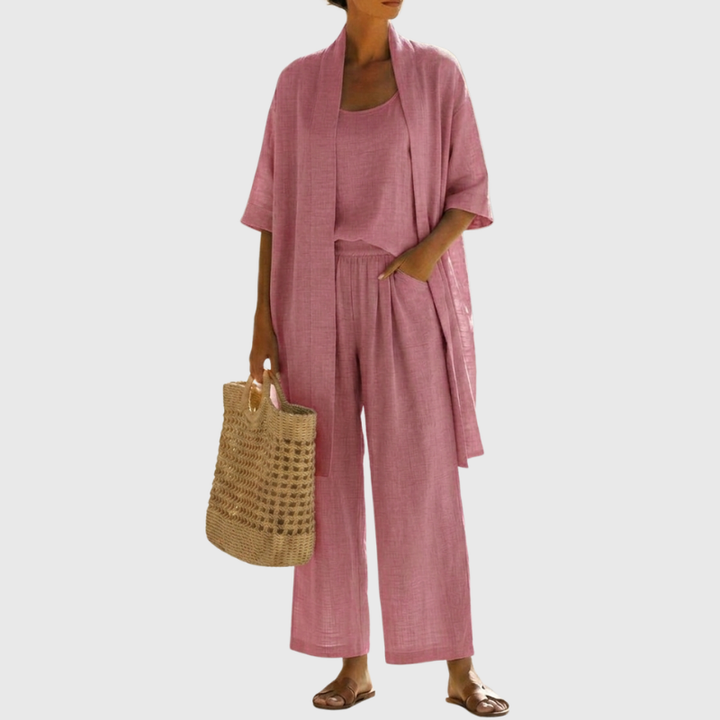 Women's Linen Three-Piece Set for Summer