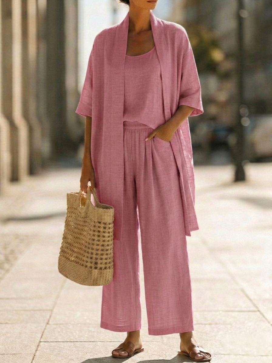 Women's Linen Three-Piece Set for Summer