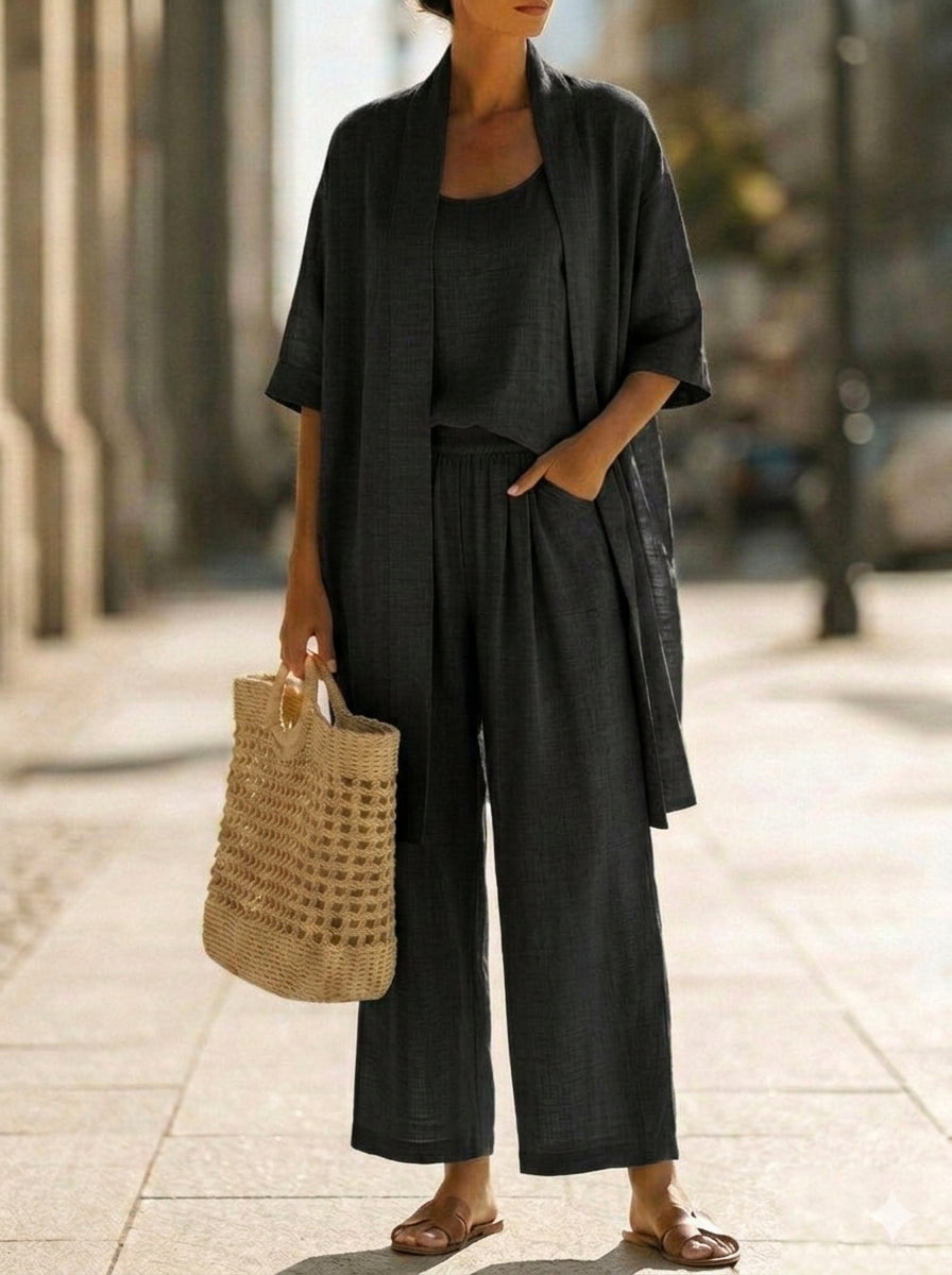 Women's Linen Three-Piece Set for Summer