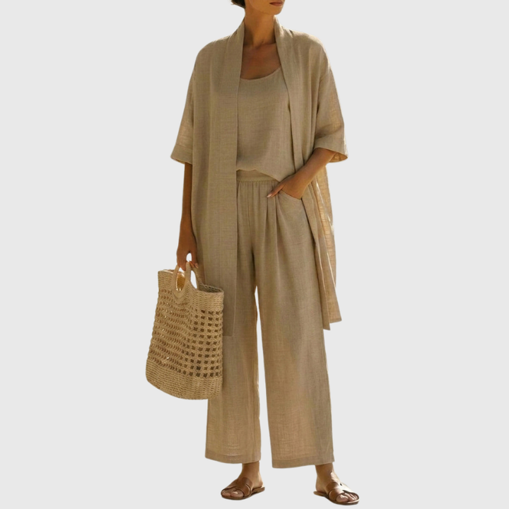 Women's Linen Three-Piece Set for Summer