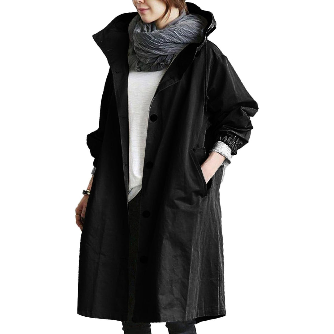 Women's Long Coat with Stand Collar and Deep Pockets - photo 2