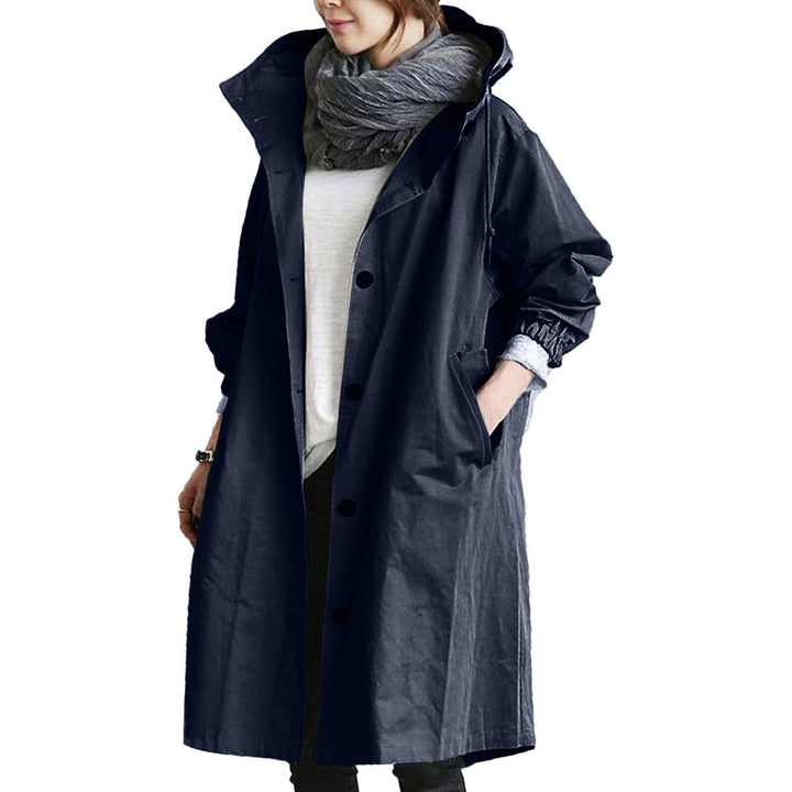 Women's Long Coat with Stand Collar and Deep Pockets - photo 3