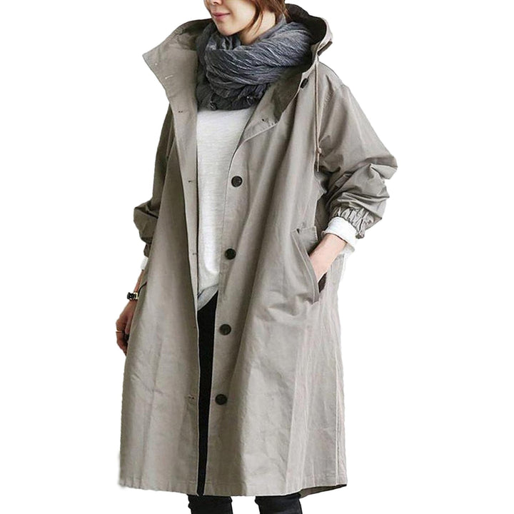 Women's Long Coat with Stand Collar and Deep Pockets - photo 4