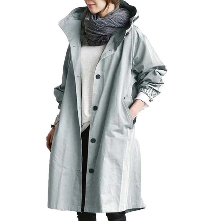 Women's Long Coat with Stand Collar and Deep Pockets - photo 6