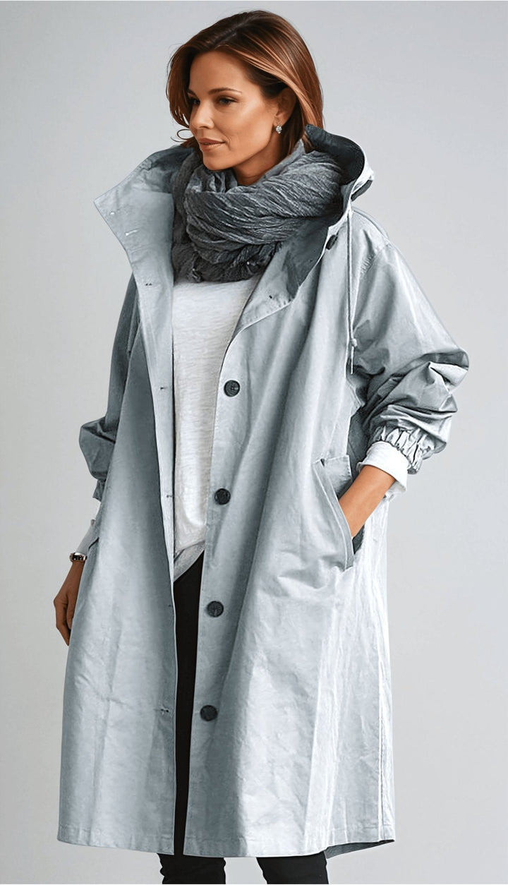 Women's Long Hooded Coat with Button Front - photo 1