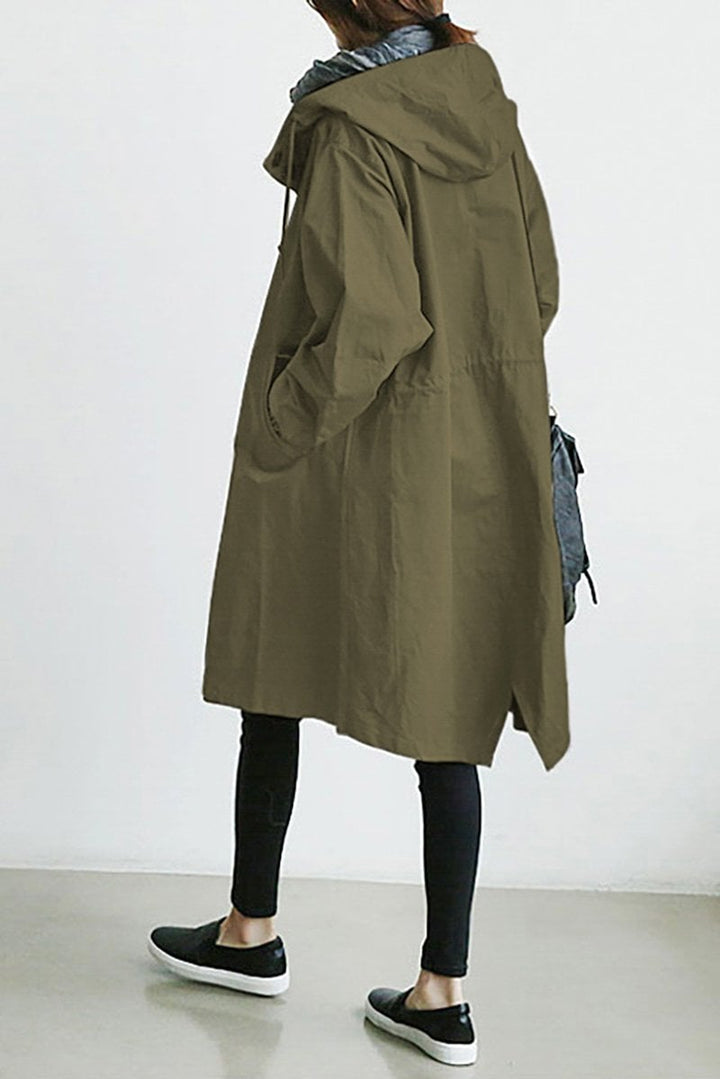 Women's Long Hooded Coat with Button Front - photo 3
