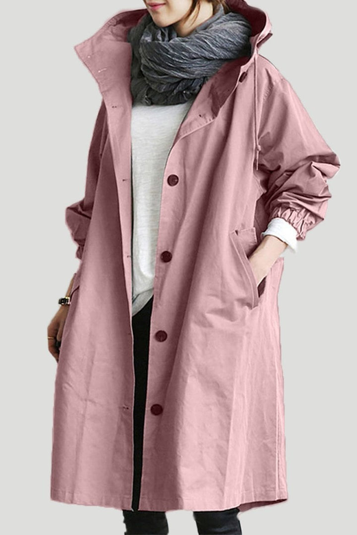 Women's Long Hooded Coat with Button Front - photo 8