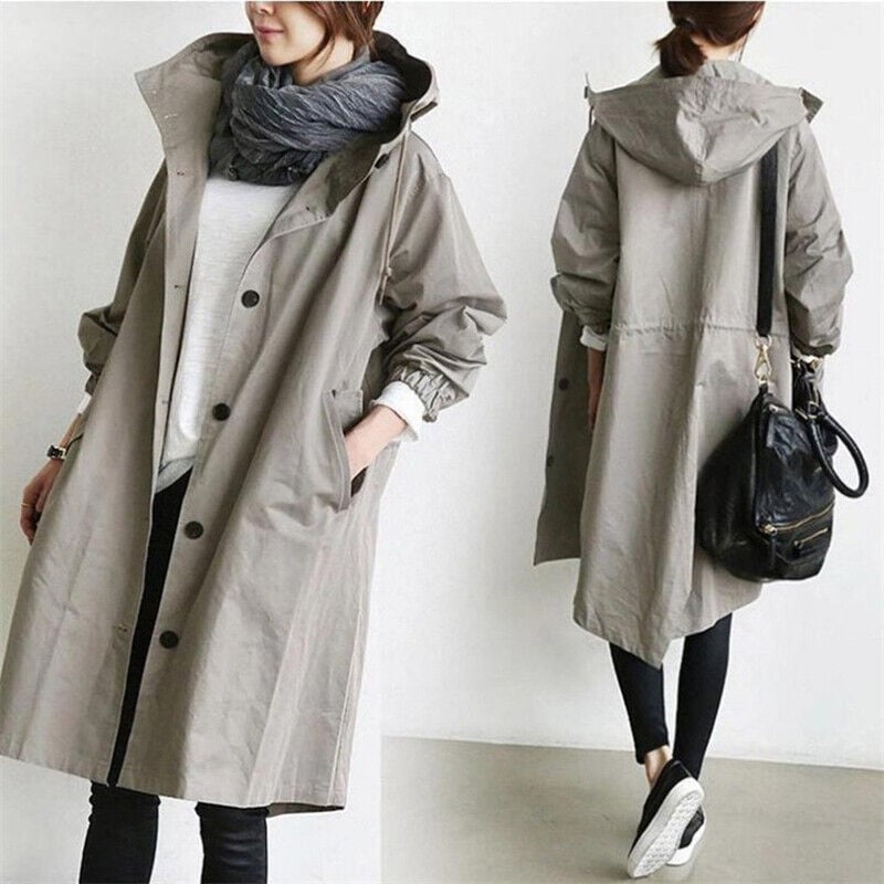 Women's Long Hooded Coat with Button Front - photo 9