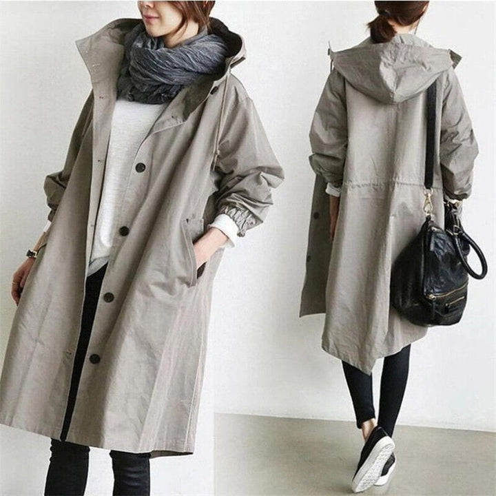 Women's Long Hooded Coat with Button Front - photo 9