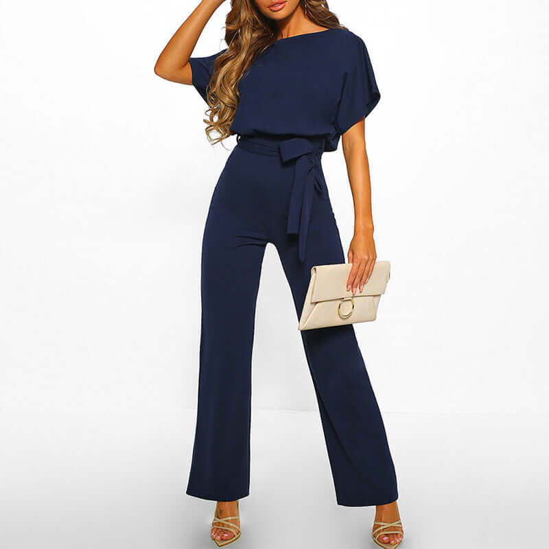 Women's Long Jumpsuit with Short Sleeves