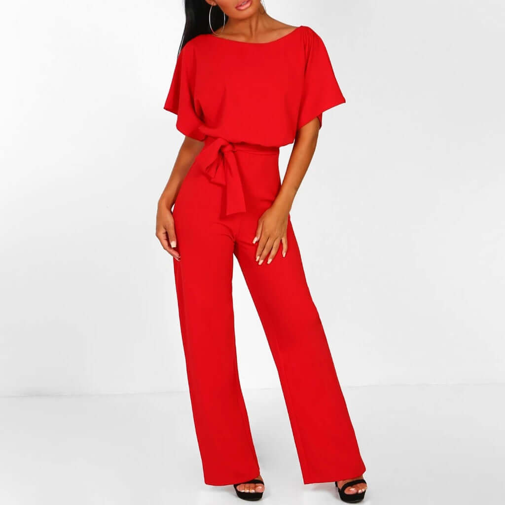 Women's Long Jumpsuit with Short Sleeves