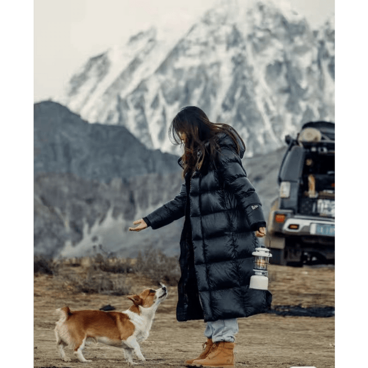 Women's Long Quilted Puffer Coat with Hood - photo 1