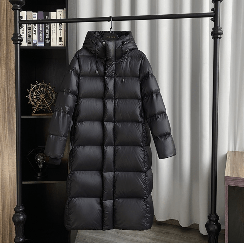 Women's Long Quilted Puffer Coat with Hood - photo 2