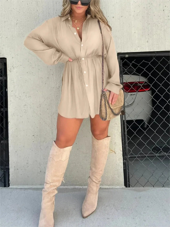 Women's Shirt Dress with Self-Tie Waist