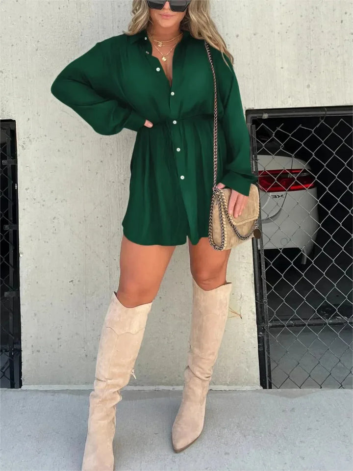 Women's Shirt Dress with Self-Tie Waist