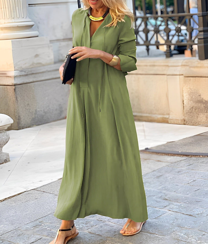 Women's Long Sleeve Maxi Dress with Button Placket - photo 5